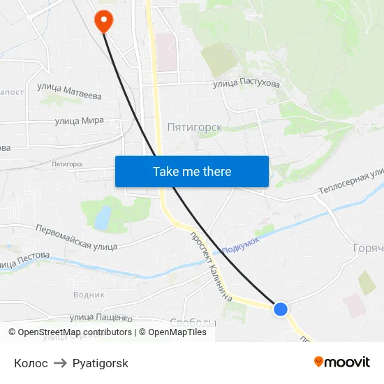 Kolos to Pyatigorsk map