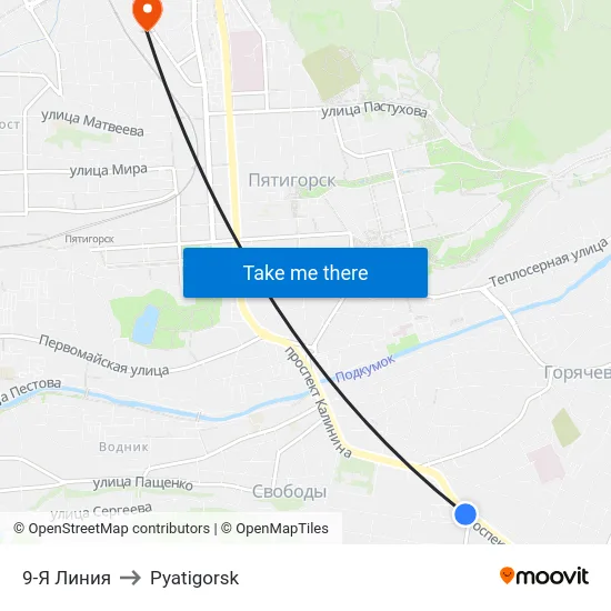 9-Я Линия to Pyatigorsk map
