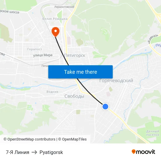 7-Я Линия to Pyatigorsk map