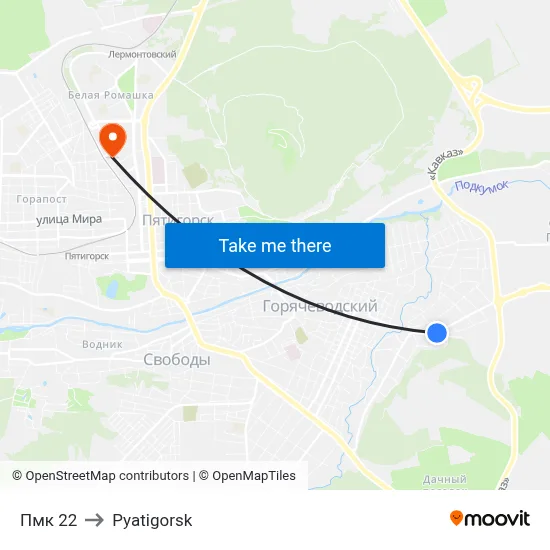 PMK 22 to Pyatigorsk map