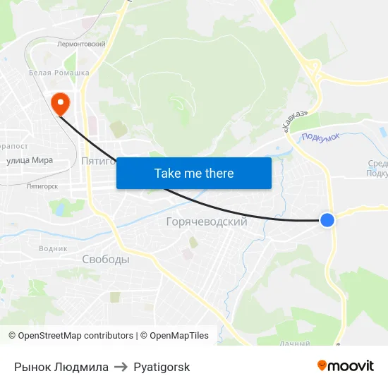 Рынок Людмила to Pyatigorsk map