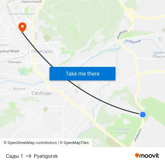 Сады 1 to Pyatigorsk map