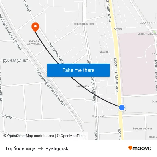 City Hospital to Pyatigorsk map