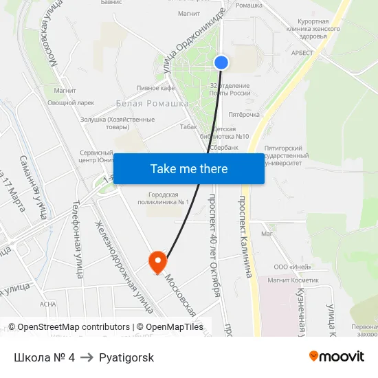 School No. 4 to Pyatigorsk map