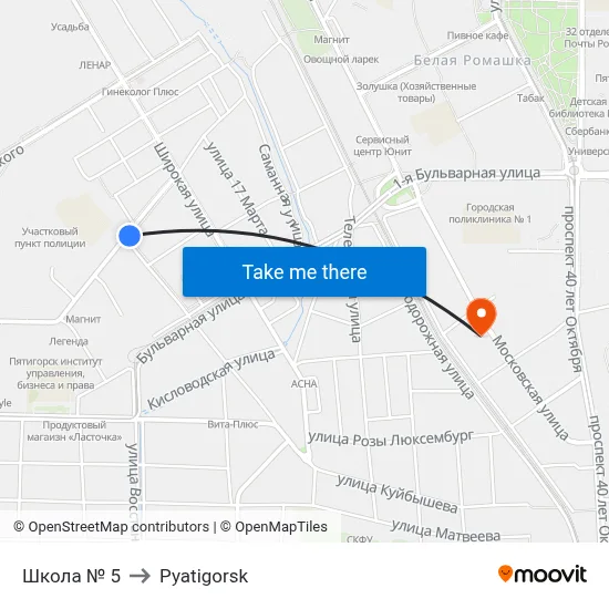School No. 5 to Pyatigorsk map