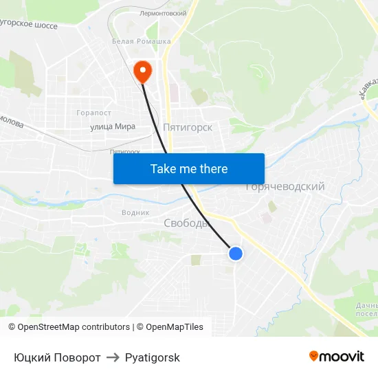 Yutsky Turn to Pyatigorsk map
