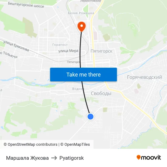 Marshal Zhukov to Pyatigorsk map