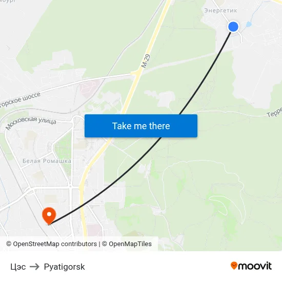 Power Plant to Pyatigorsk map