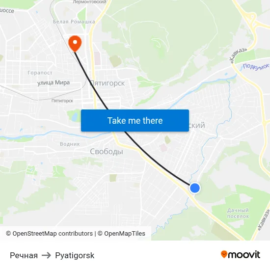 Rechnaya to Pyatigorsk map