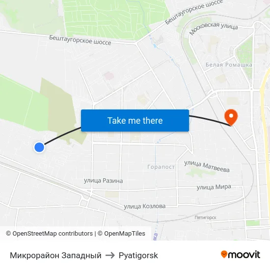 Микрорайон Западный to Pyatigorsk map