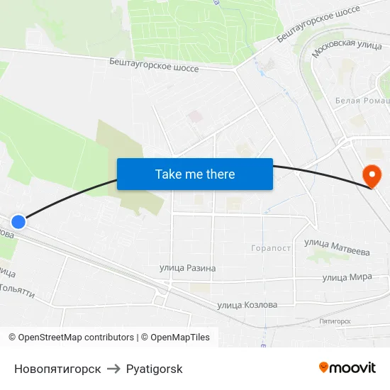 Новопятигорск to Pyatigorsk map