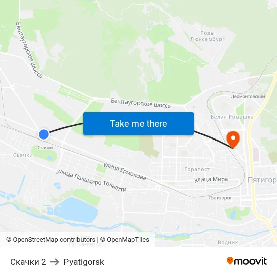 Skachki 2 to Pyatigorsk map