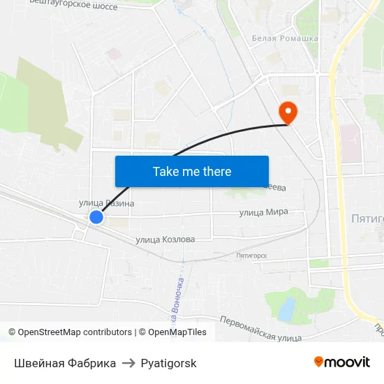 Sewing Factory to Pyatigorsk map