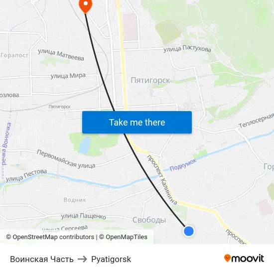 Military Unit to Pyatigorsk map