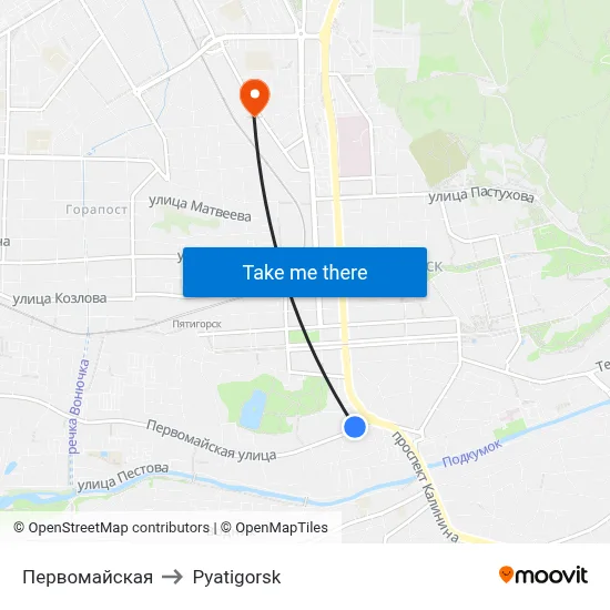 Pervomayskaya to Pyatigorsk map