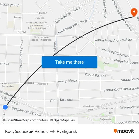 Kochubeevsky Market to Pyatigorsk map