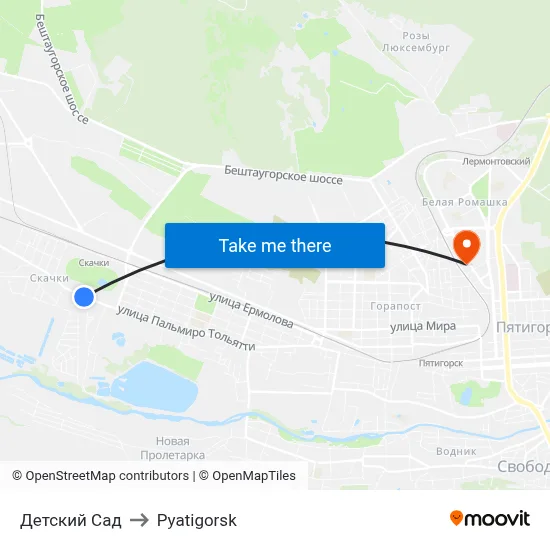 Kindergarten to Pyatigorsk map