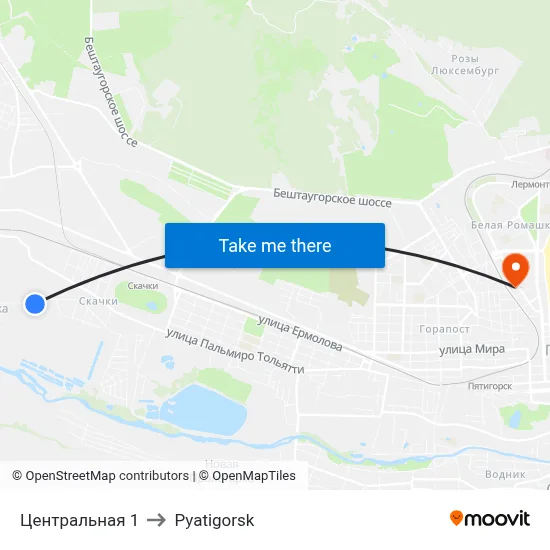 Central 1 to Pyatigorsk map