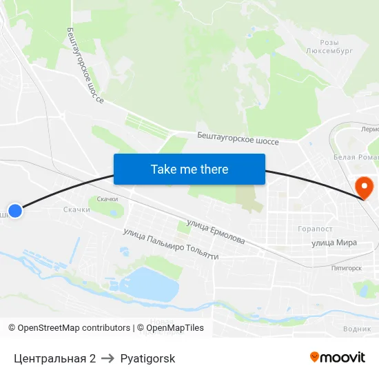 Central 2 to Pyatigorsk map