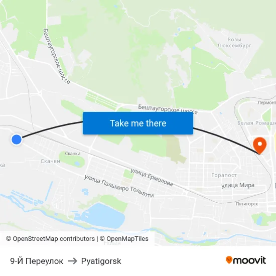 9th Lane to Pyatigorsk map