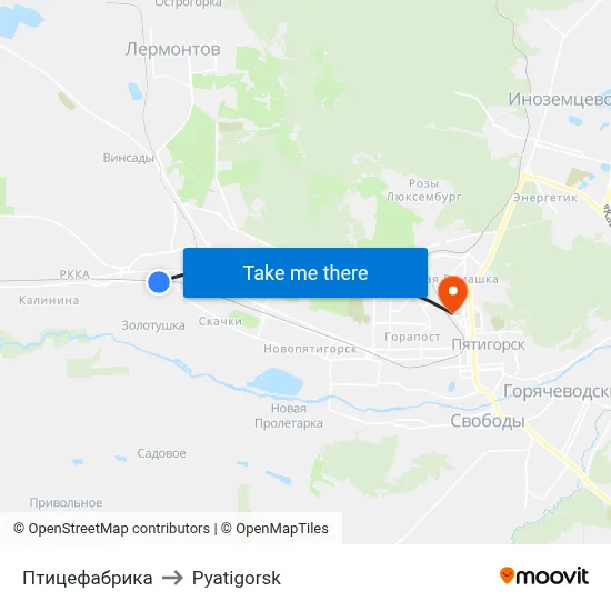 Poultry Farm to Pyatigorsk map