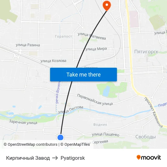 Brick Factory to Pyatigorsk map