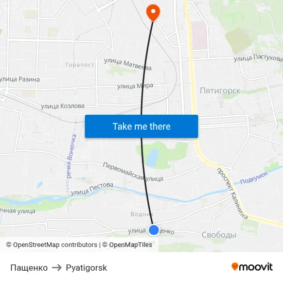 Пащенко to Pyatigorsk map