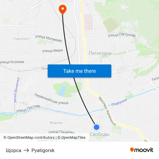 Shchorsa Street to Pyatigorsk map
