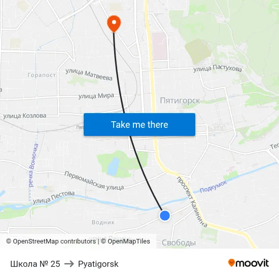 School No. 25 to Pyatigorsk map