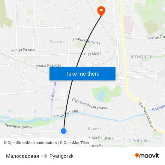 Malosadovaya to Pyatigorsk map