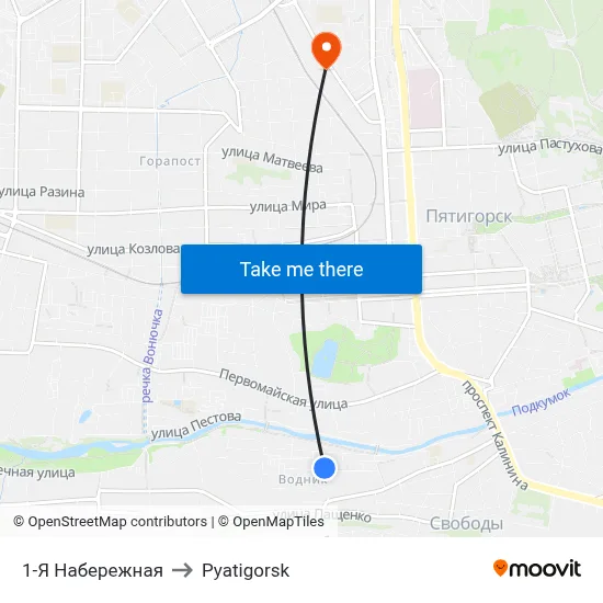 1st Embankment to Pyatigorsk map
