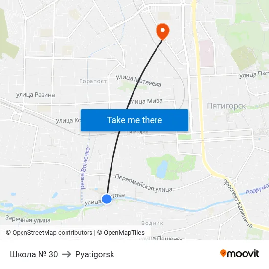 School No. 30 to Pyatigorsk map