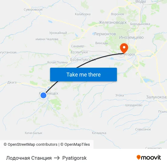 Boat Station to Pyatigorsk map