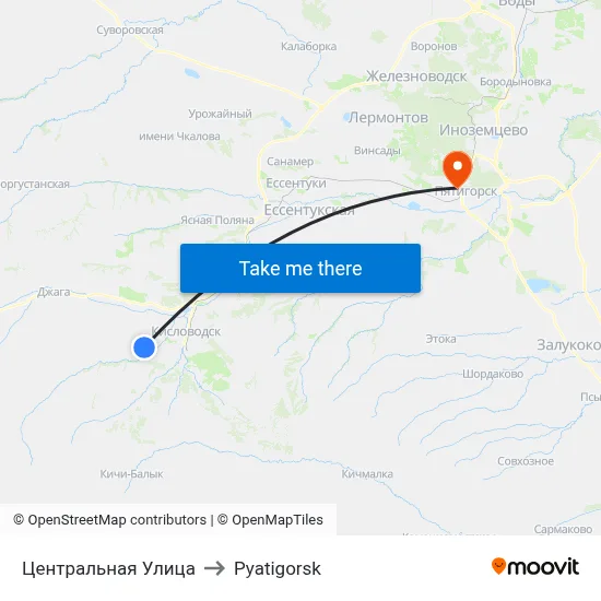 Central Street to Pyatigorsk map