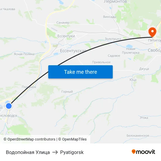 Vodopoinaya Street to Pyatigorsk map