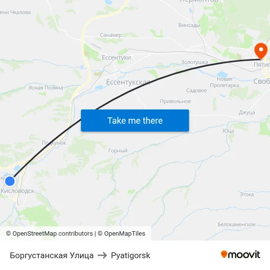 Borgustanskaya Street to Pyatigorsk map