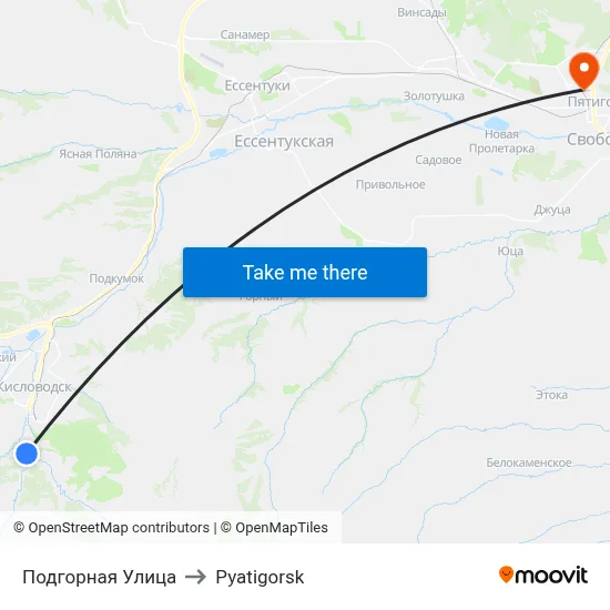Podgornaya Street to Pyatigorsk map