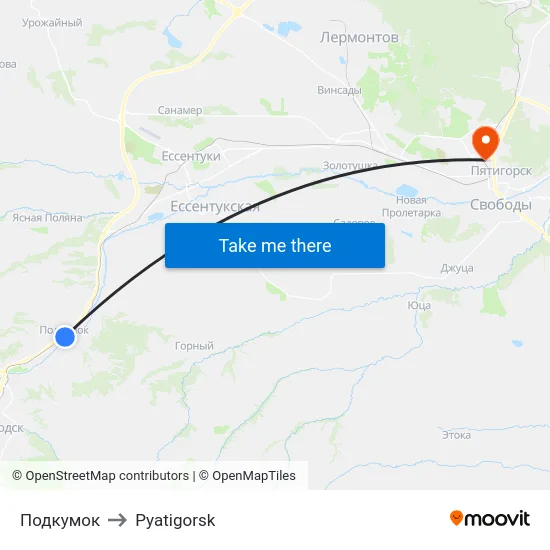 Подкумок to Pyatigorsk map