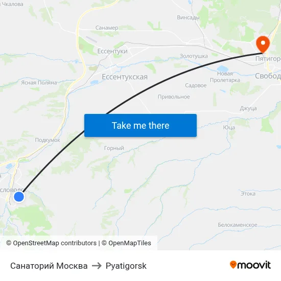 Sanatorium Moscow to Pyatigorsk map