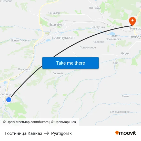 Hotel Kavkaz to Pyatigorsk map