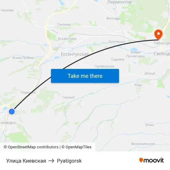 Kiev Street to Pyatigorsk map
