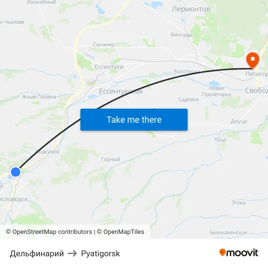 Дельфинарий to Pyatigorsk map