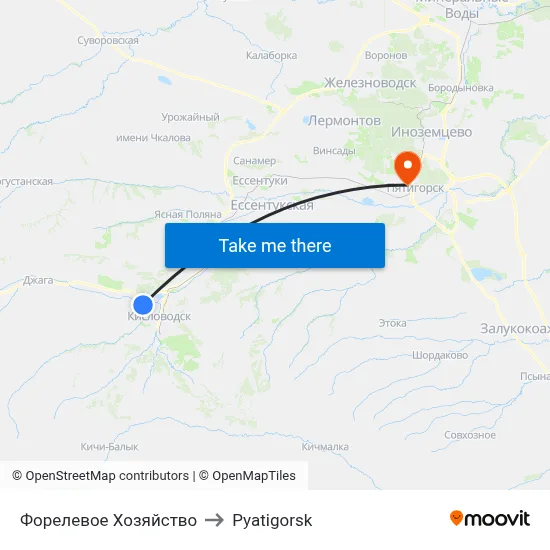 Trout Farm to Pyatigorsk map