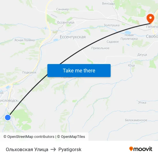Olkhovskaya Street to Pyatigorsk map