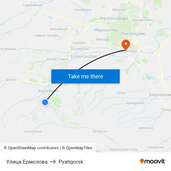 Ermolova Street to Pyatigorsk map
