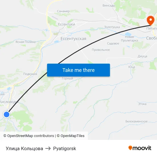 Koltsova Street to Pyatigorsk map
