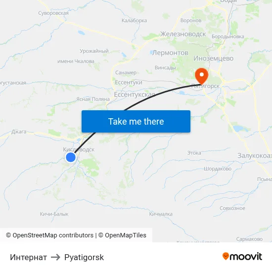 Boarding School to Pyatigorsk map