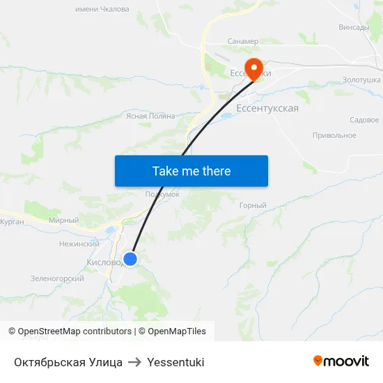 Oktyabrskaya Street to Yessentuki map