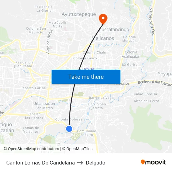 Cantón Lomas De Candelaria to Delgado map