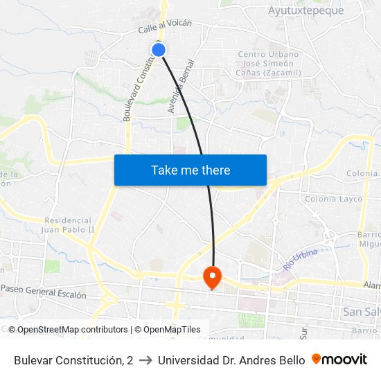 Bulevar Constitución, 2 to Universidad Dr. Andres Bello map